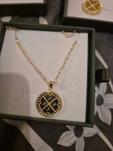 Customer photo review of Engravable Compass Necklace