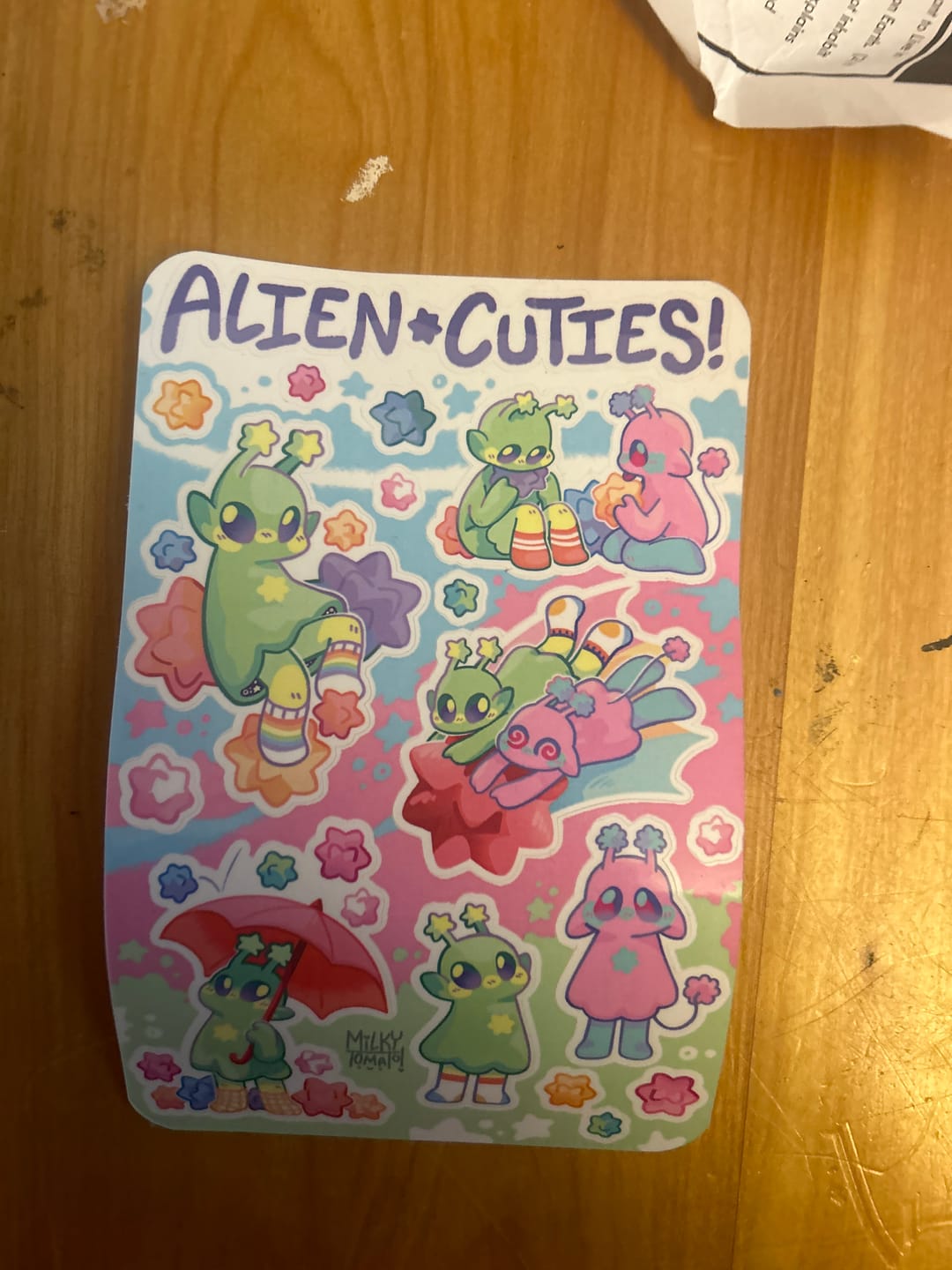 Customer photo review of Cute Alien Sticker Sheet