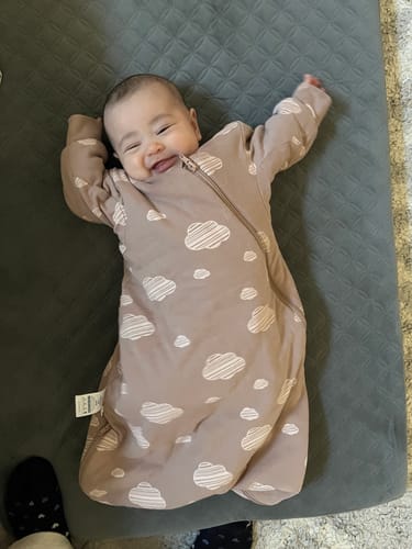 Customer photo review of Organic Cotton & Camel Wool Winter Sleep Sack With Arms 3.5 TOG - Pink Sky