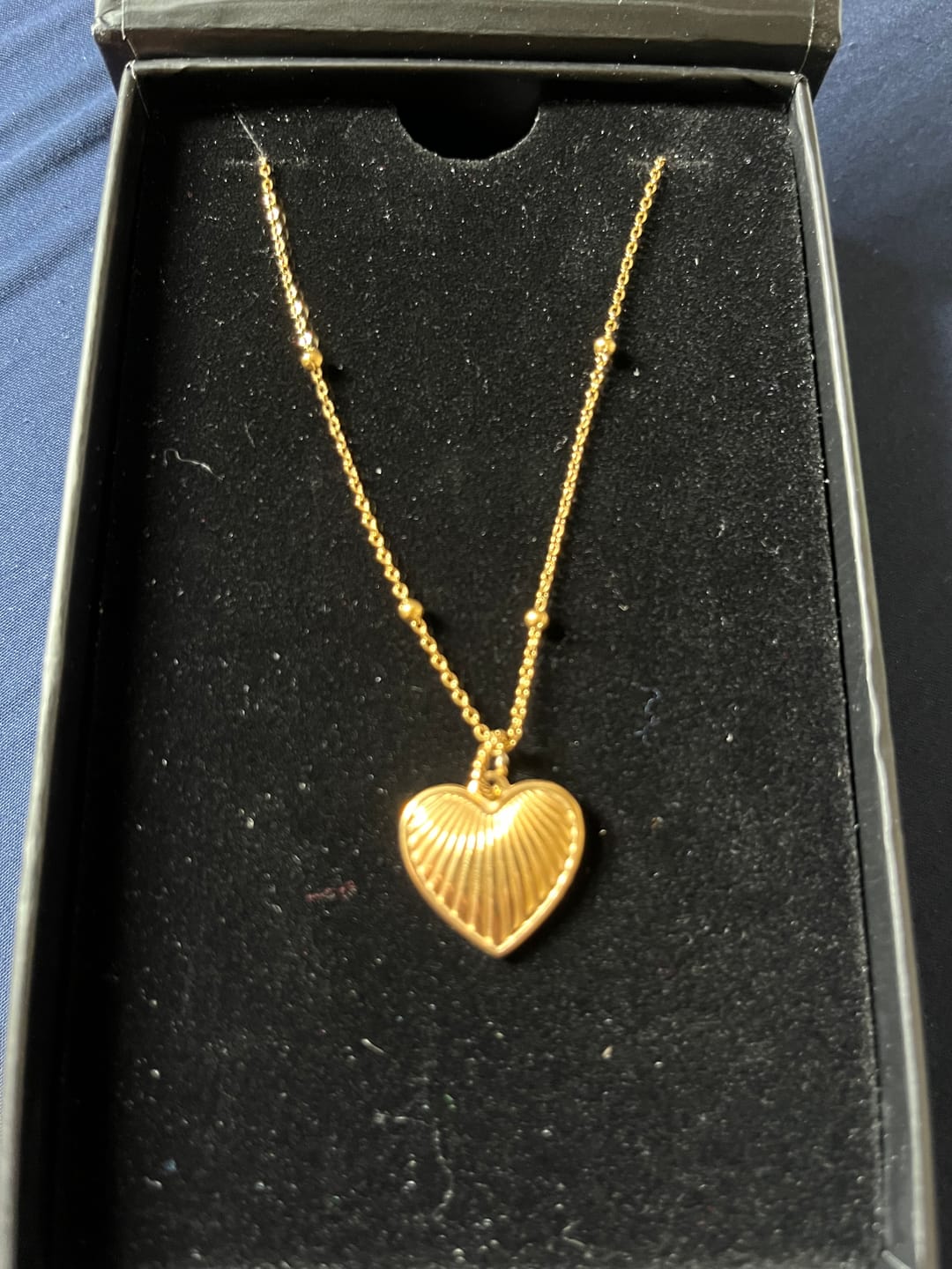 Customer photo review of Heart Pendant Necklace w/ Satellite Chain