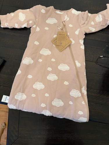 Customer photo review of Organic Cotton & Camel Wool Long Sleeve Sleep Sack 1.0 TOG - Pink Sky
