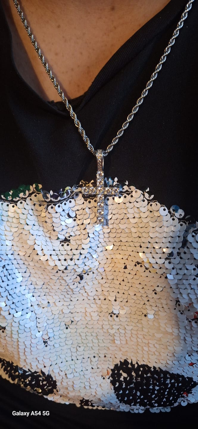 Customer photo review of CROSS PENDANT - WHITE GOLD