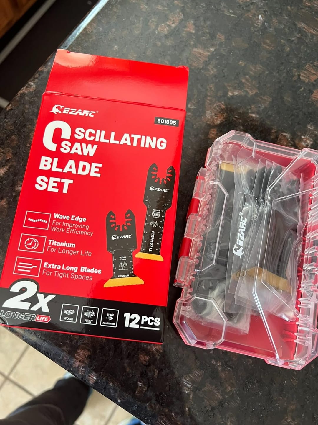 Customer photo review of Standard Length & Extra-Long Oscillating Blades for Metal, Wood Nails, Screws, Plastic