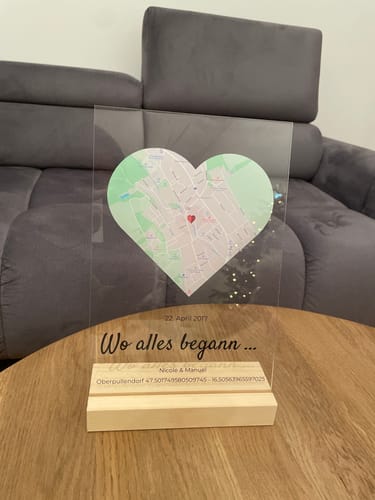 Kundenbewertung mit Foto zu "Unser Ereignis" - Personalisierte Acryltafel