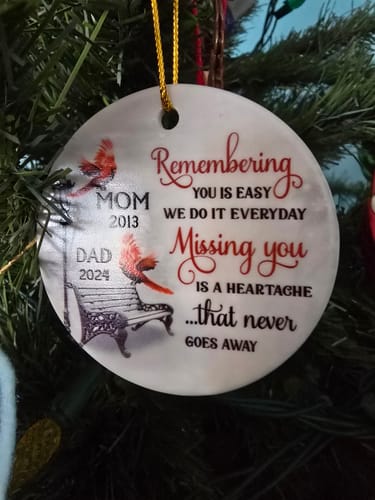 Customer photo review of Remember You Is Easy Cardinals Memorial Personalized Circle Ornament