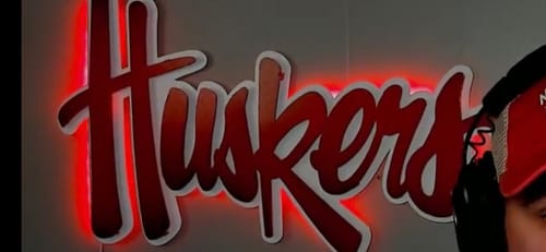 Customer photo review of Nebraska "HUSKERS" RED Script 3D Vintage Metal Wall Art