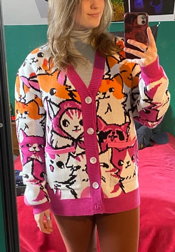 Customer photo review of Lesbian Cat Cardigan