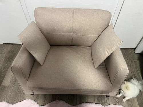 Customer photo review of Homrest Upholstered Oversize Rocking Chair with Side Pocket USB Port, Beige