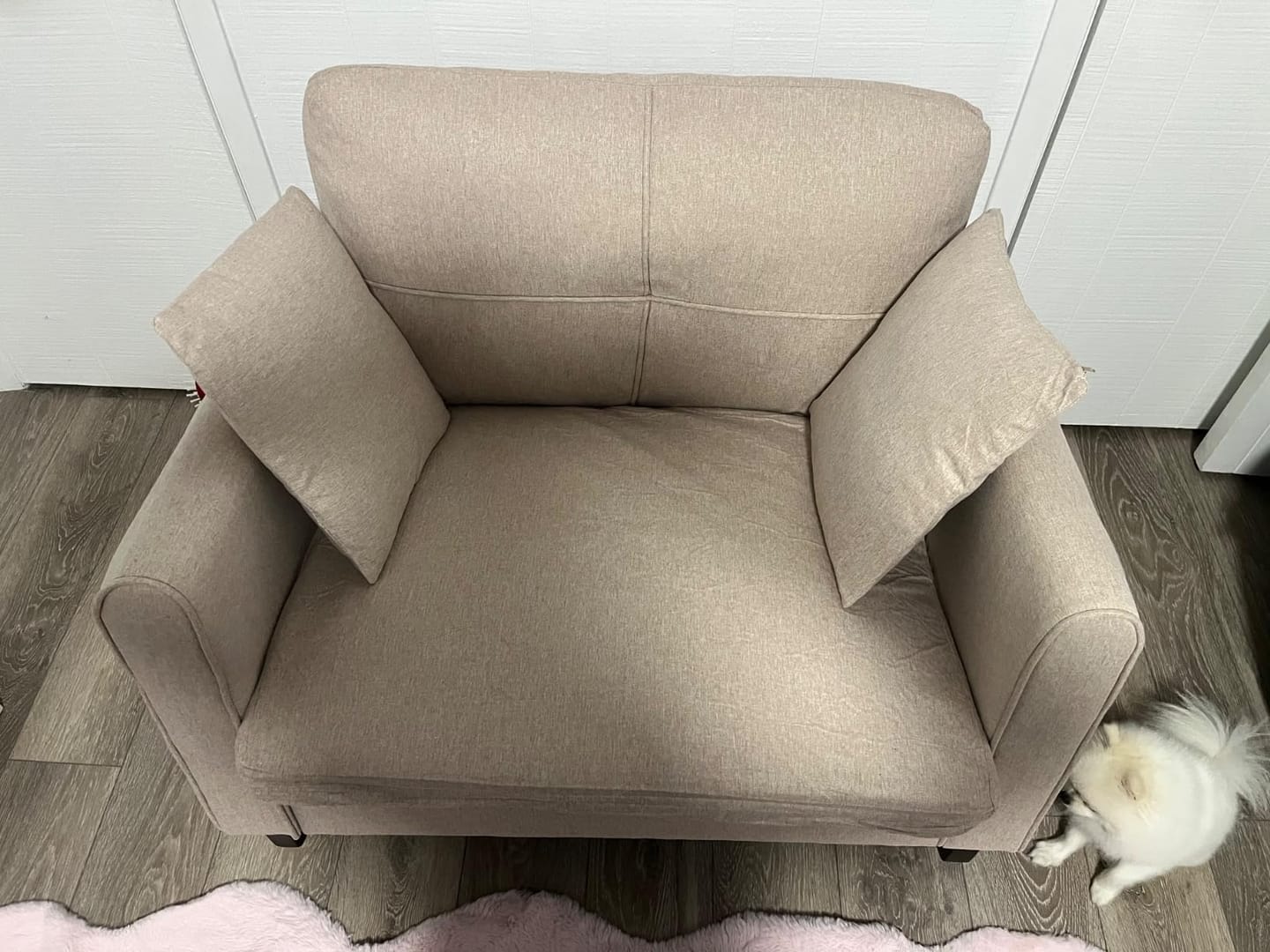 Customer photo review of Homrest Upholstered Oversize Rocking Chair with Side Pocket USB Port, Beige