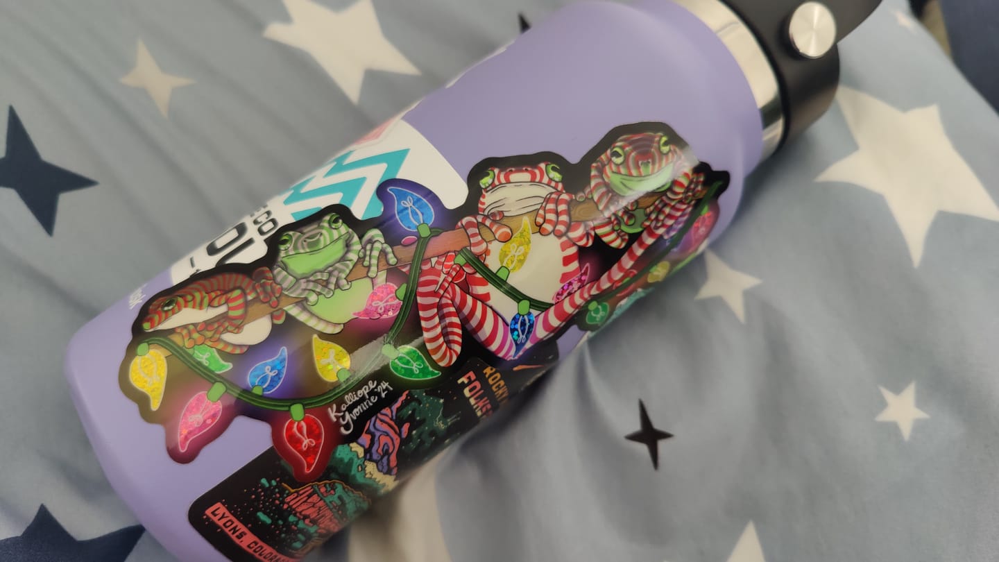 Customer photo review of Limited Edition “Peppermint Pals” Glittery Vinyl Sticker