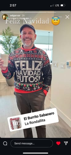 Customer photo review of Premium Fleece-lined FELIZguy NAVIDAD PUTOS Sweatshirt