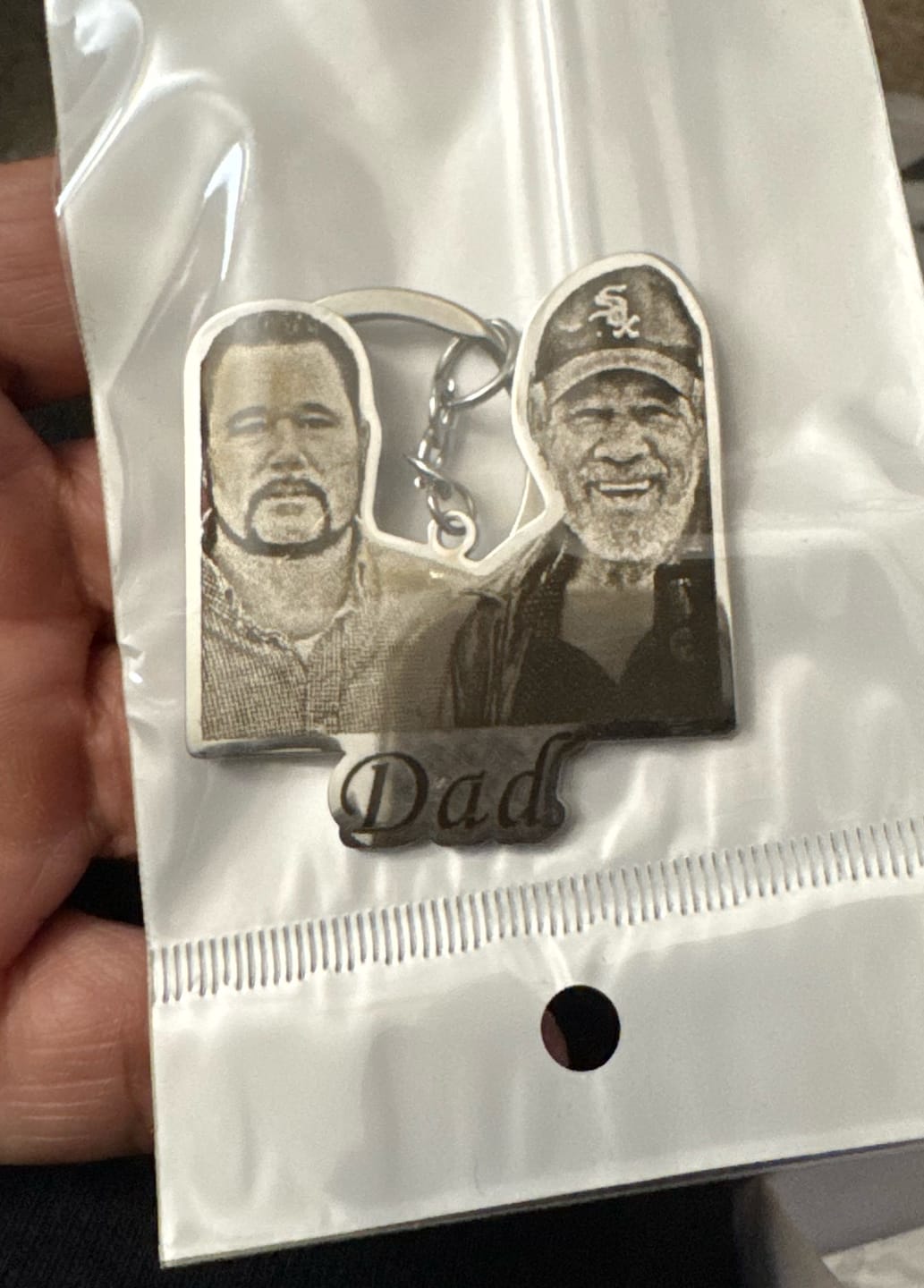 Customer photo review of Custom Photo Engraved Keychain