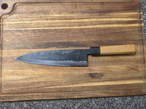 Customer photo review of Akira-Saku Blue #2 Funayuki Gyutou 210mm (8.2")