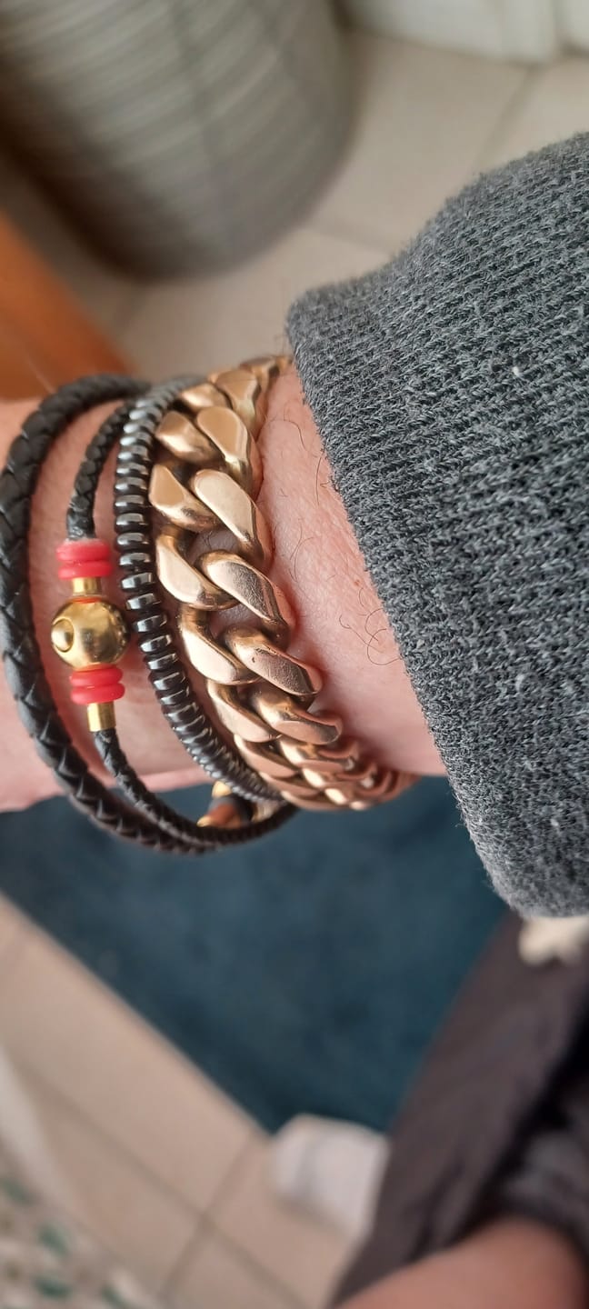 Customer photo review of Men's Hematite Stone Bracelet