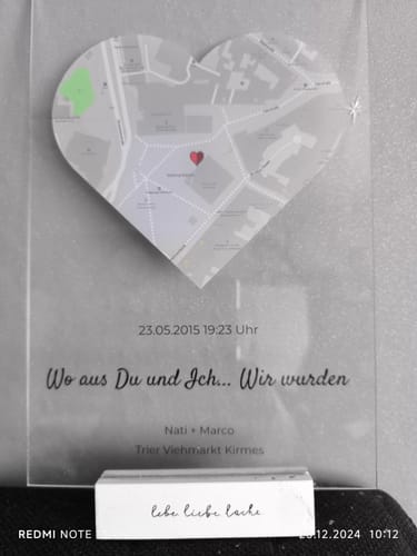 Kundenbewertung mit Foto zu "Unser Ereignis" - Personalisierte Acryltafel