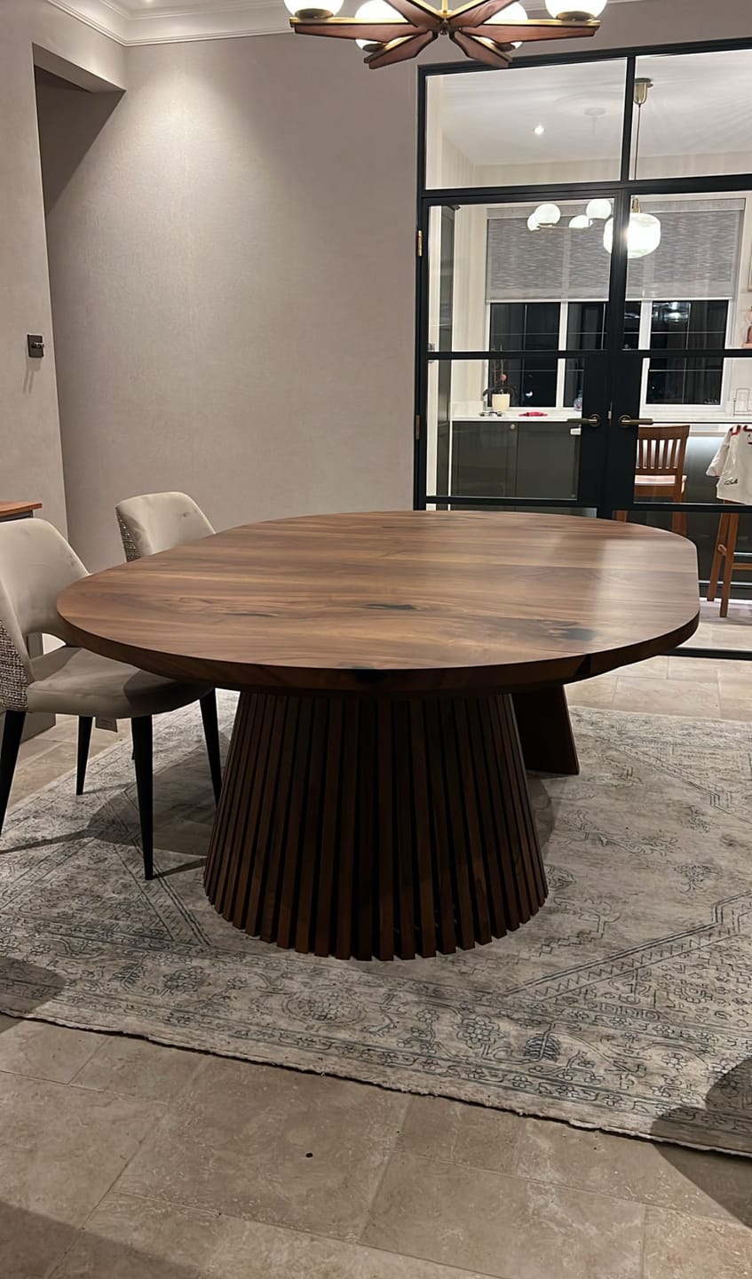 Customer photo review of Vivien Extendable Round Dining Table in Darker Walnut