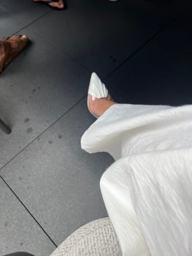 Customer photo review of Romy Pump Vinylite & White Patent
