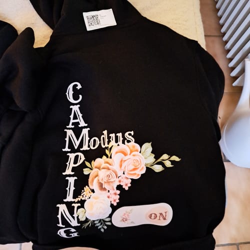 Customer photo review of Campingmodus on (R) - Premium Hoodie unisex Rückendruck