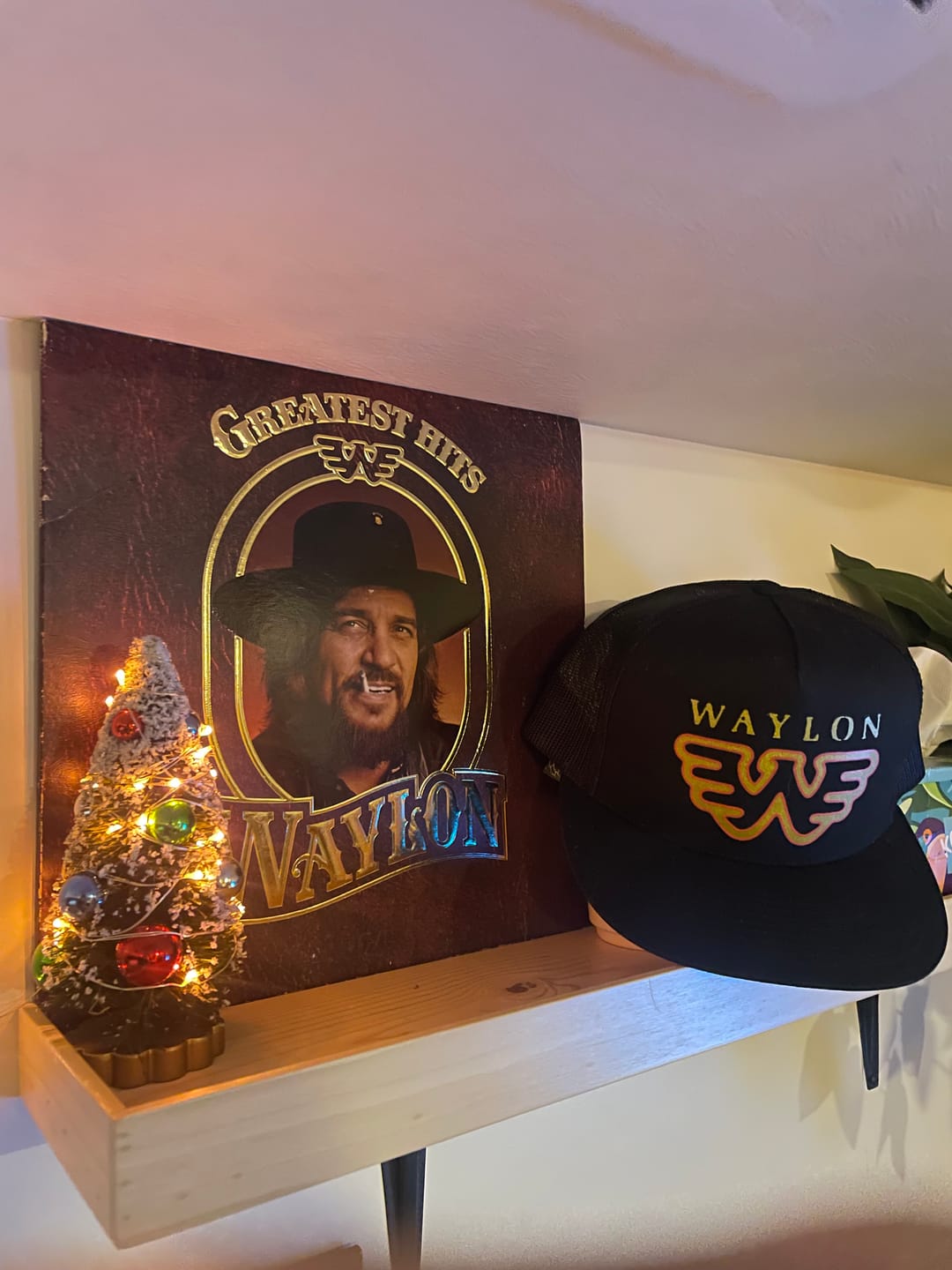 Customer photo review of Waylon Jennings Distressed Flying W Trucker Hat - Black