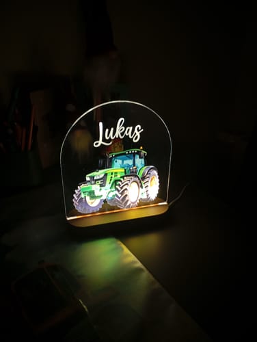 Customer photo review of Traktor Nachtlicht mit eigenem Namen