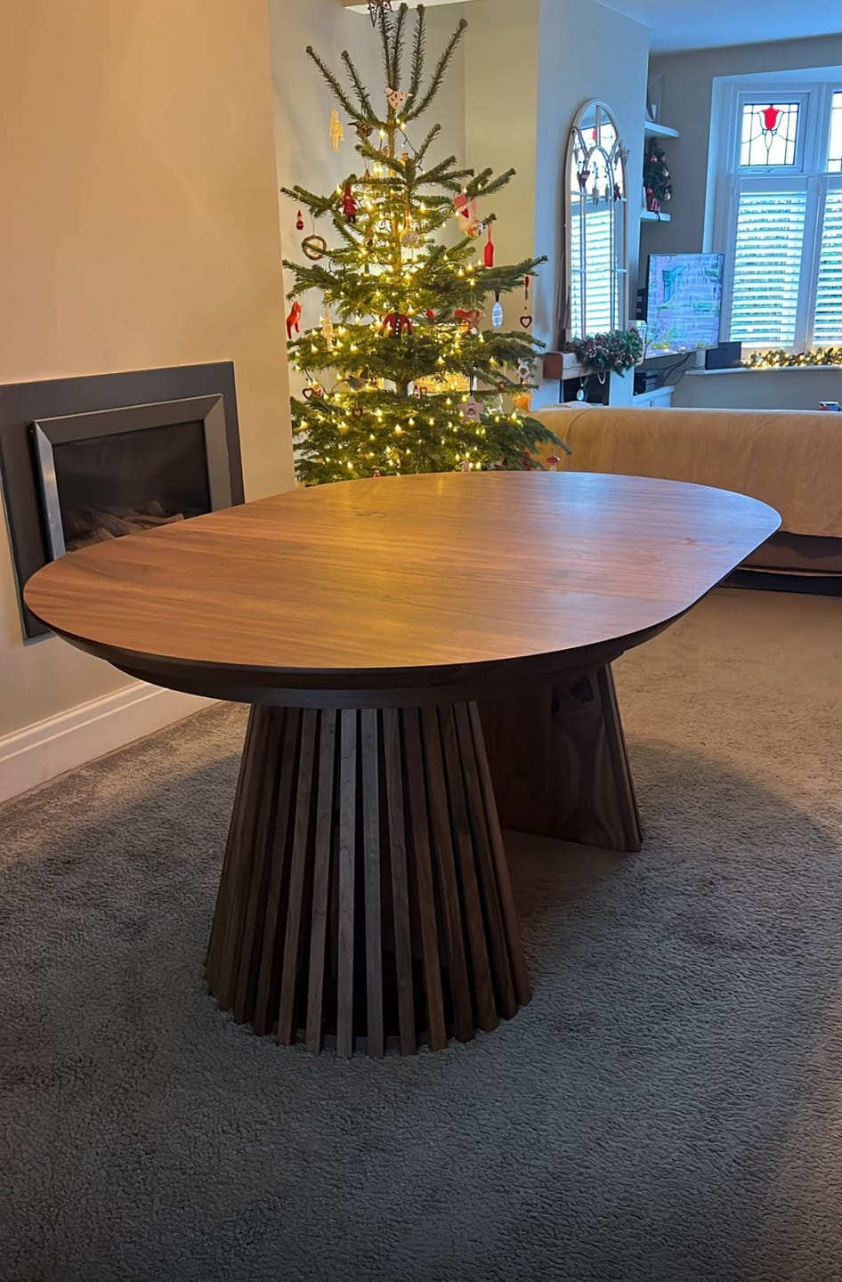 Customer photo review of Vivien Extendable Round Dining Table in Darker Walnut