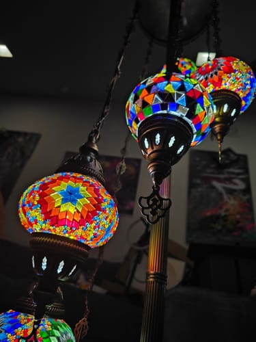 Customer photo review of 7 BALL TURKISH MOSAIC FLOOR LAMP, LAMBADER, MEDIUM GLOBES