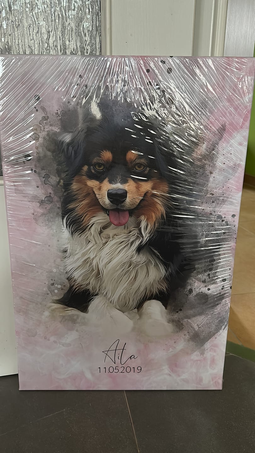 Customer photo review of Dein Hund als Aquarell Tierportrait | Geschenk für Hundebesitzer