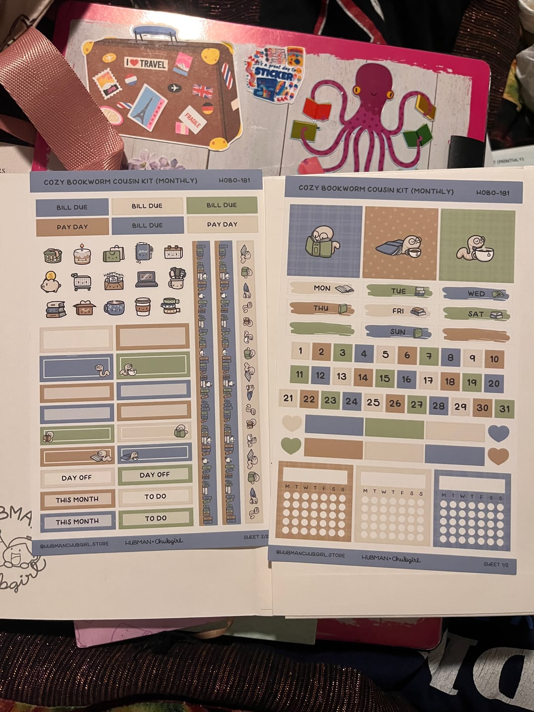 Customer photo review of Cozy Bookworm Theme Hobonichi Cousin Monthly Kit (Set of 2)