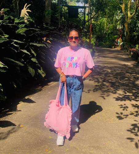 Customer photo review of Kynd Ruffle Tote Bag
