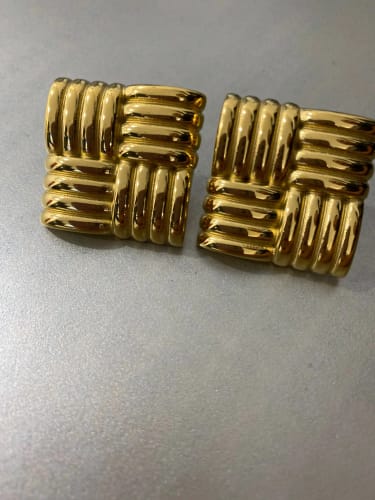 Customer photo review of Large Square Earrings