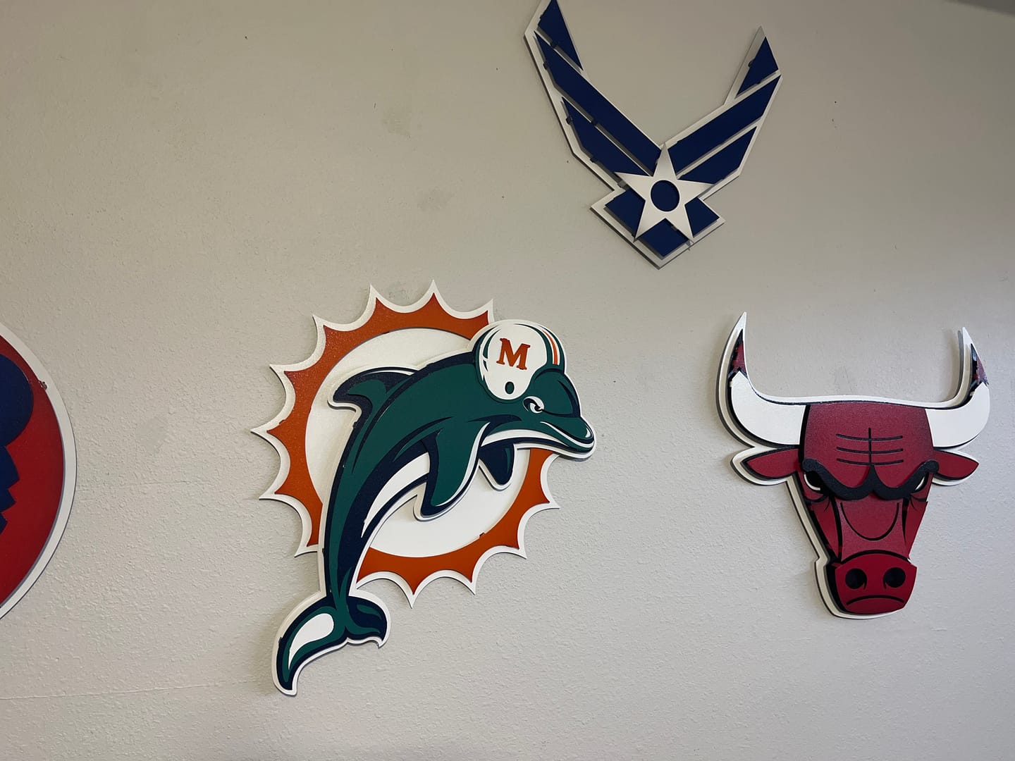 Customer photo review of Miami Dolphins Throwback "1997" 3D Vintage Metal Wall Art