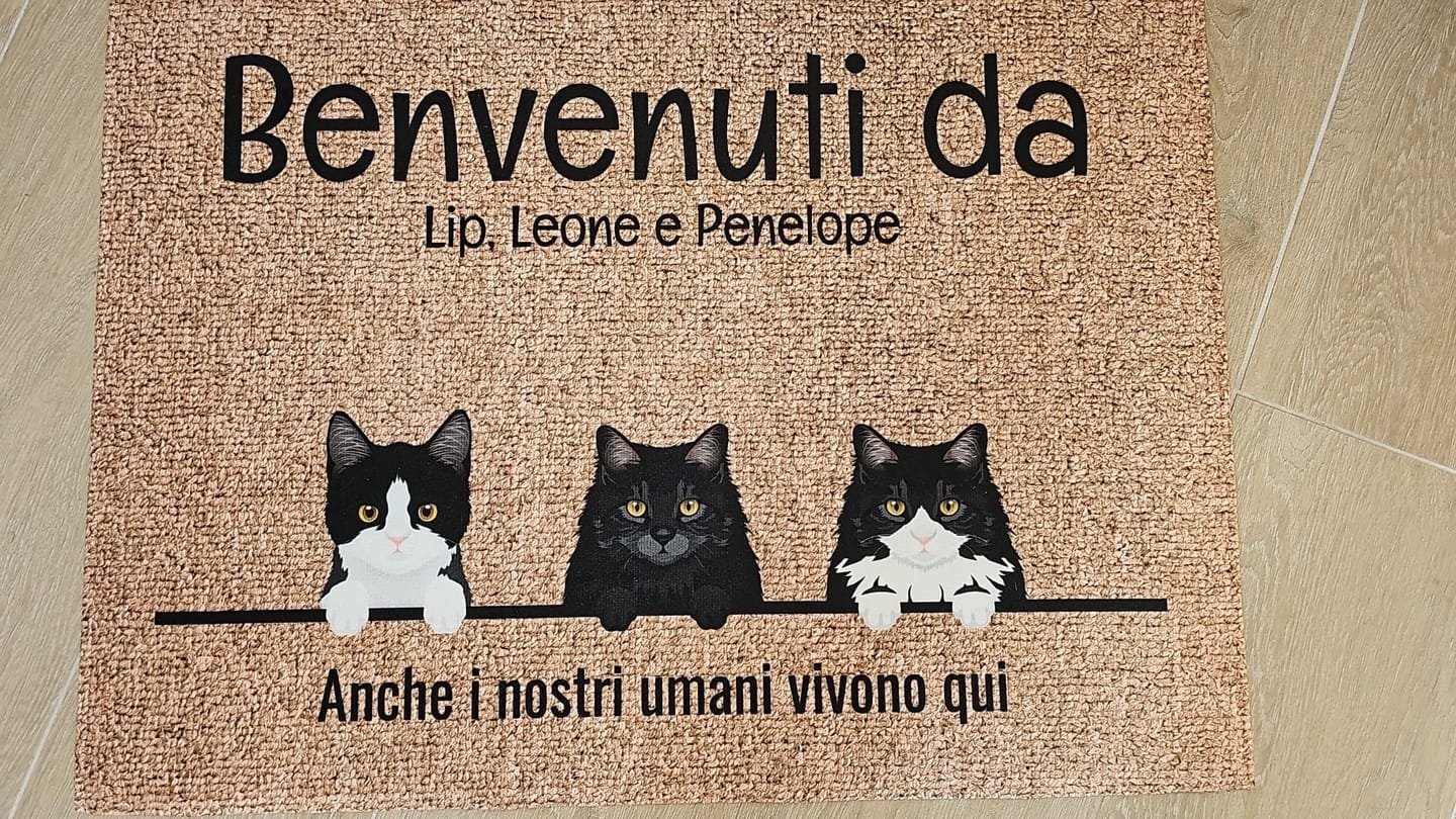 Customer photo review of Tutti i miei amici pelosi - Zerbino personalizzato