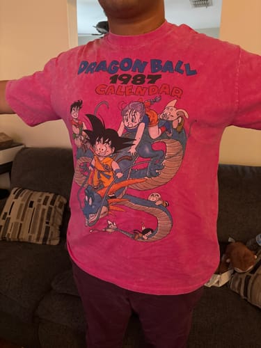Customer photo review of Dragon Ball 1987 Retro Calendar Oversized Vintage T-Shirt