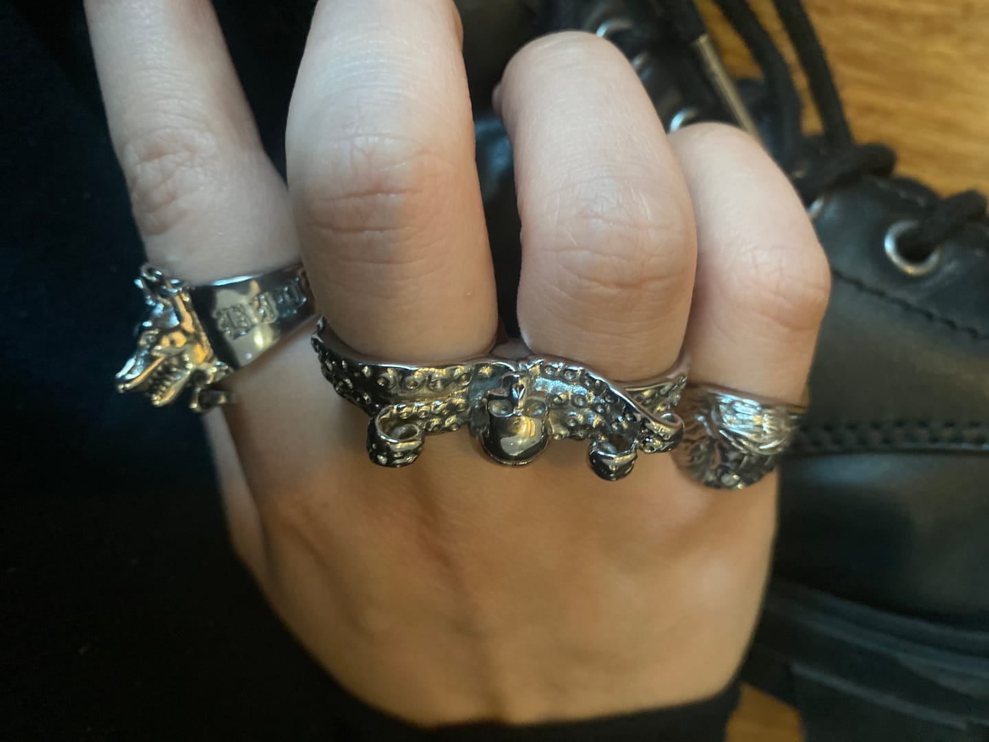 Customer photo review of DOUBLE FINGER OCTOSKULL RING