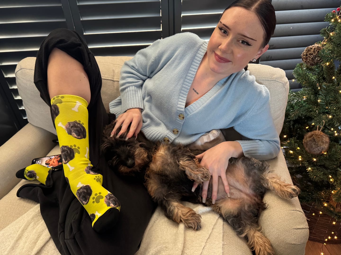 Customer photo review of FaceSock | Custom Dog Socks With Photo