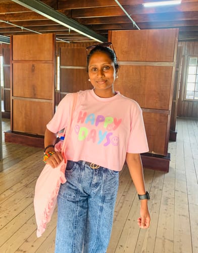 Customer photo review of Happy Day Oversize Crop Tee