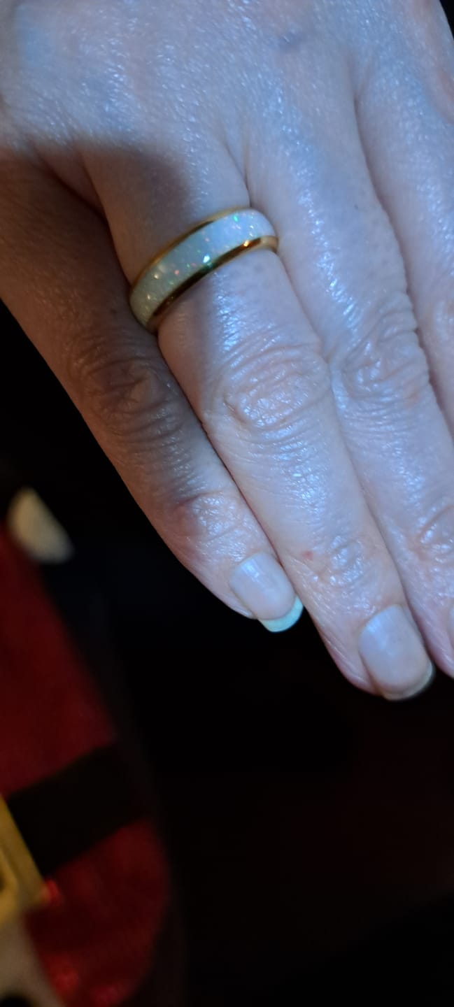 Customer photo review of The Golden White Opal 6mm Wonder Ring