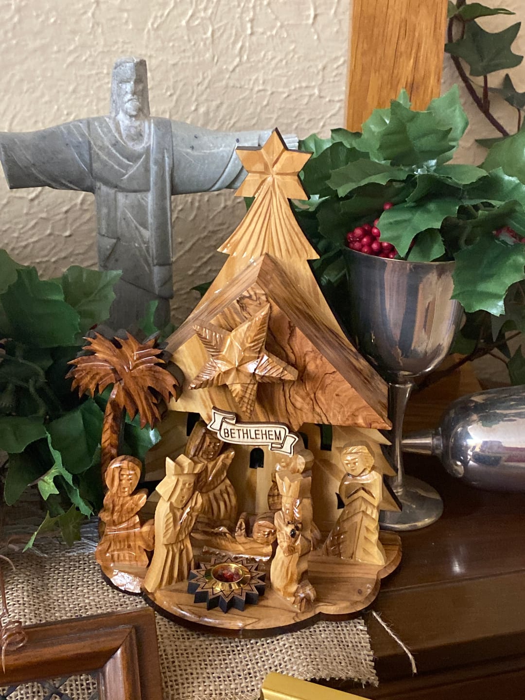 Customer photo review of Olive Wood Nativity Scene with Music Box - (8x6 Inches)