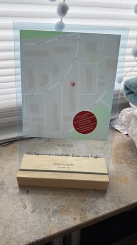 Kundenbewertung mit Foto zu "Unser Ereignis" - Personalisierte Acryltafel