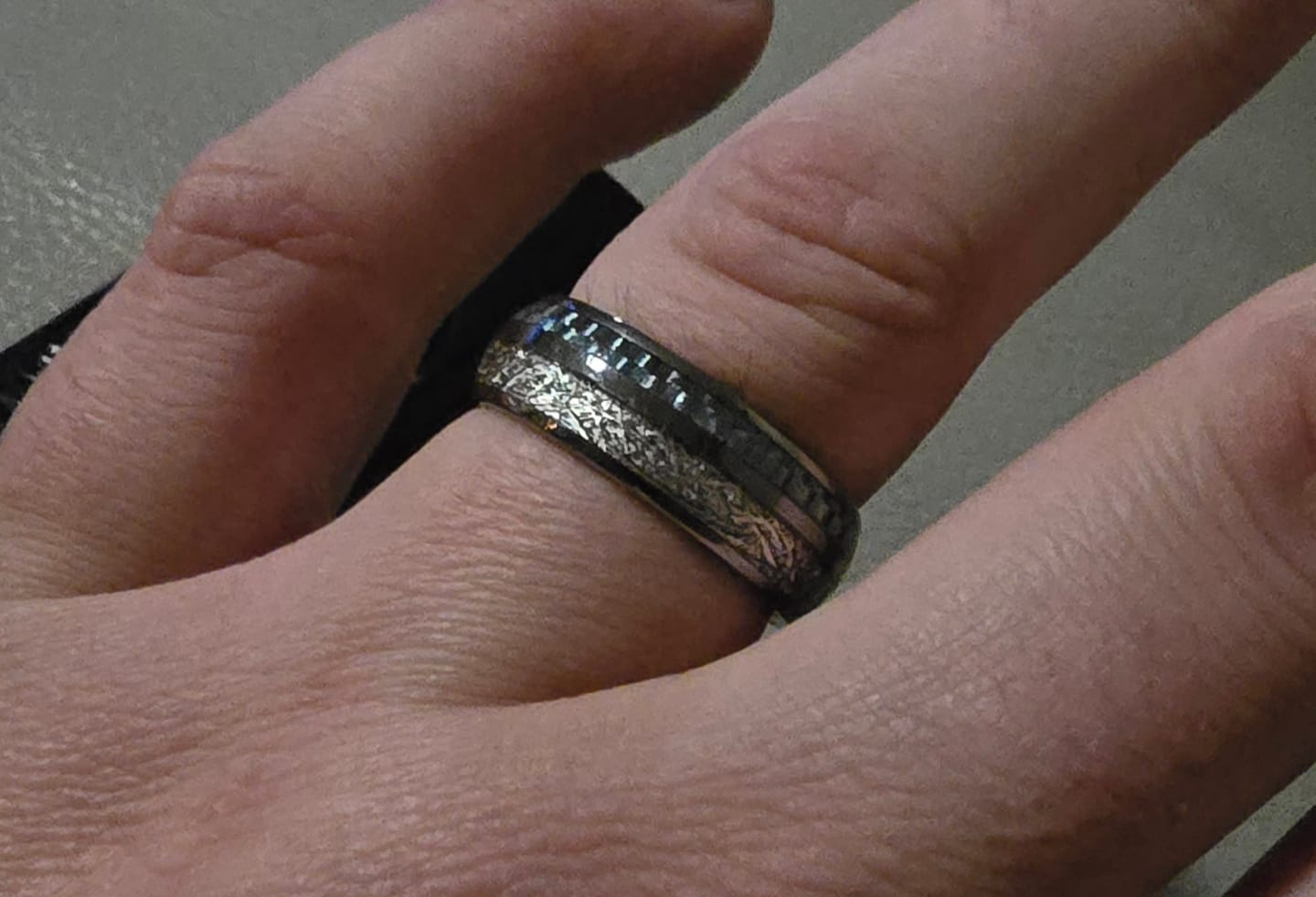 Customer photo review of The Steely Blue Wonder Ring Set