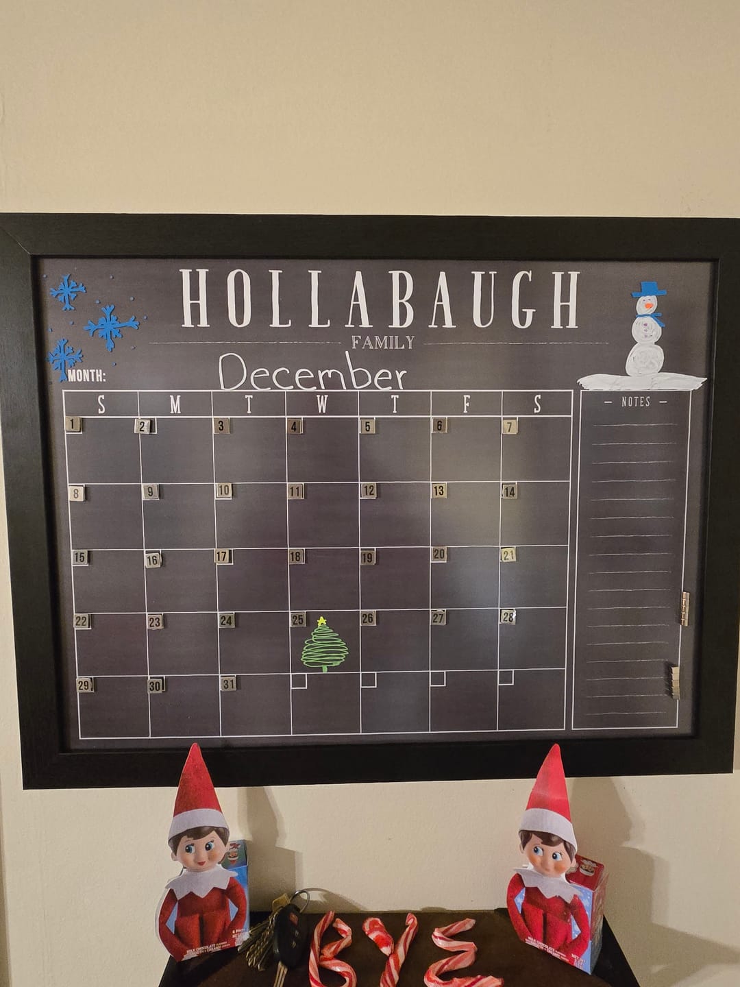 Customer photo review of Monthly Framed Chalkboard Calendar + 1 section | Horizontal Swanson