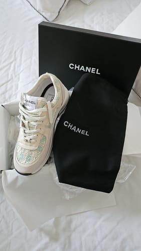 Customer photo review of cc sneaker white cloud blue tweed dark cream calfskin