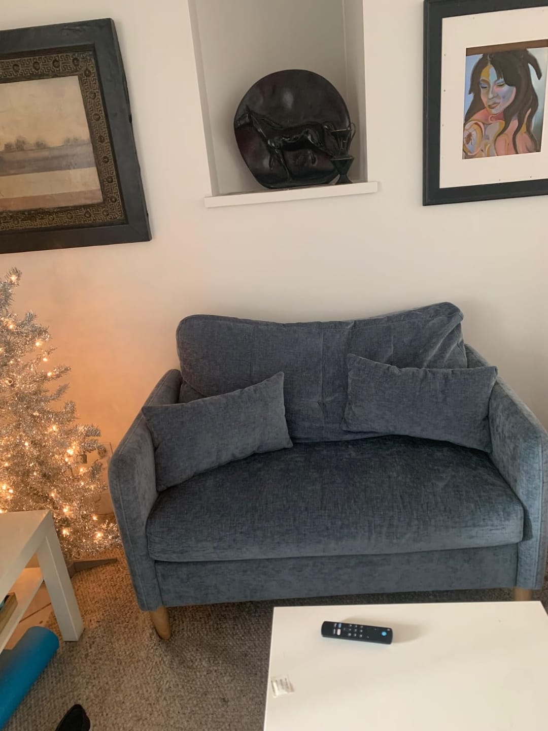 Customer photo review of 47” Small Loveseat Sofa (5 Colors)