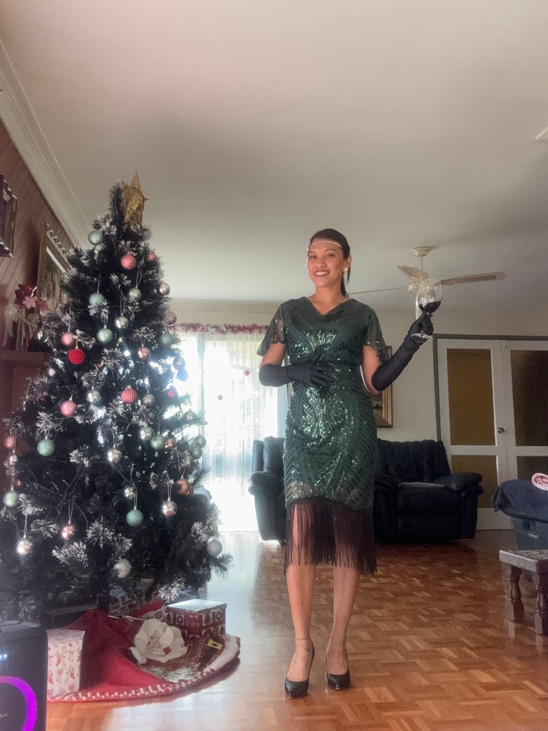 Customer photo review of Long Black Gloves