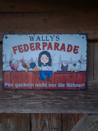 Customer photo review of Personalisiertes Gartenschild mit Hühner Motiv