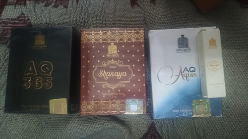 Customer photo review of 3 Pcs Attar Set Shanaya, AQ Aqua And AQ 365 5.5 ML Each
