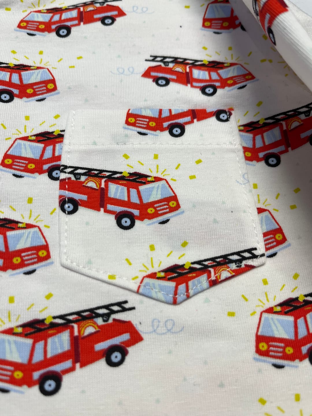 Customer photo review of Fire Engines Cotton Jersey Fabric