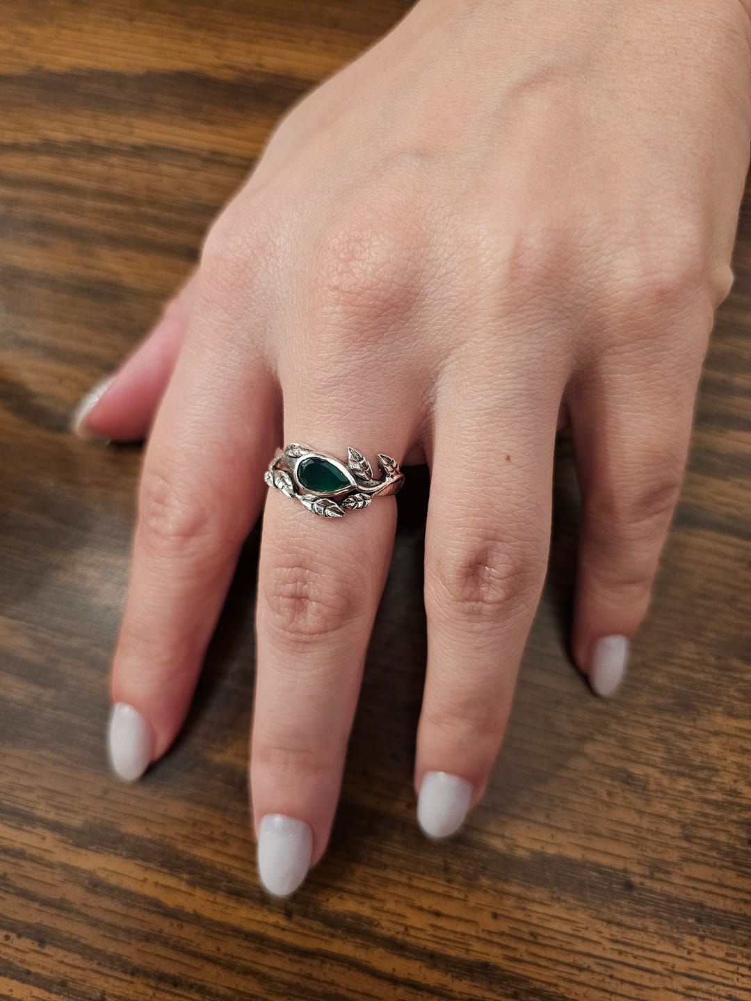 Customer photo review of Leaves Green Onyx Ring