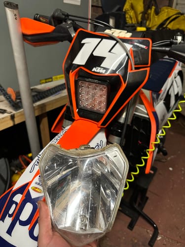 Customer photo review of KTM 2017 - 2023 Super Bright 16 LED Headlight 4800 Lumens TPI EXC XC Light [ Black | Orange | White ]