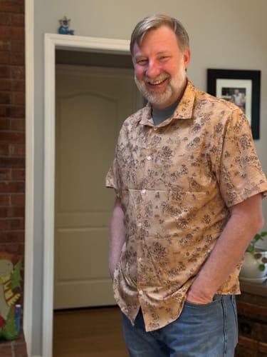 Customer photo review of Fantasy Paper World Map Dnd Button Up Shirt